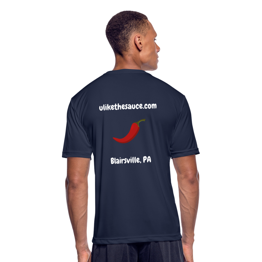 Men’s Moisture Wicking Performance T-Shirt - U Like the Sauce - navy