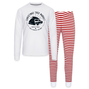 Unisex Pajama Set - Christmas Tree Market - white/red stripe