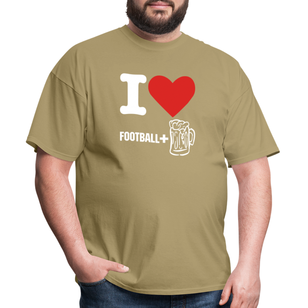 Men's Classic T-Shirt - Football + Beer - khaki