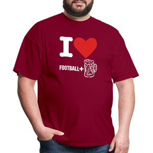 Men's Classic T-Shirt - Football + Beer - burgundy