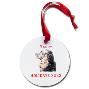 Holiday Ornament - Leon the Dog - HH - white