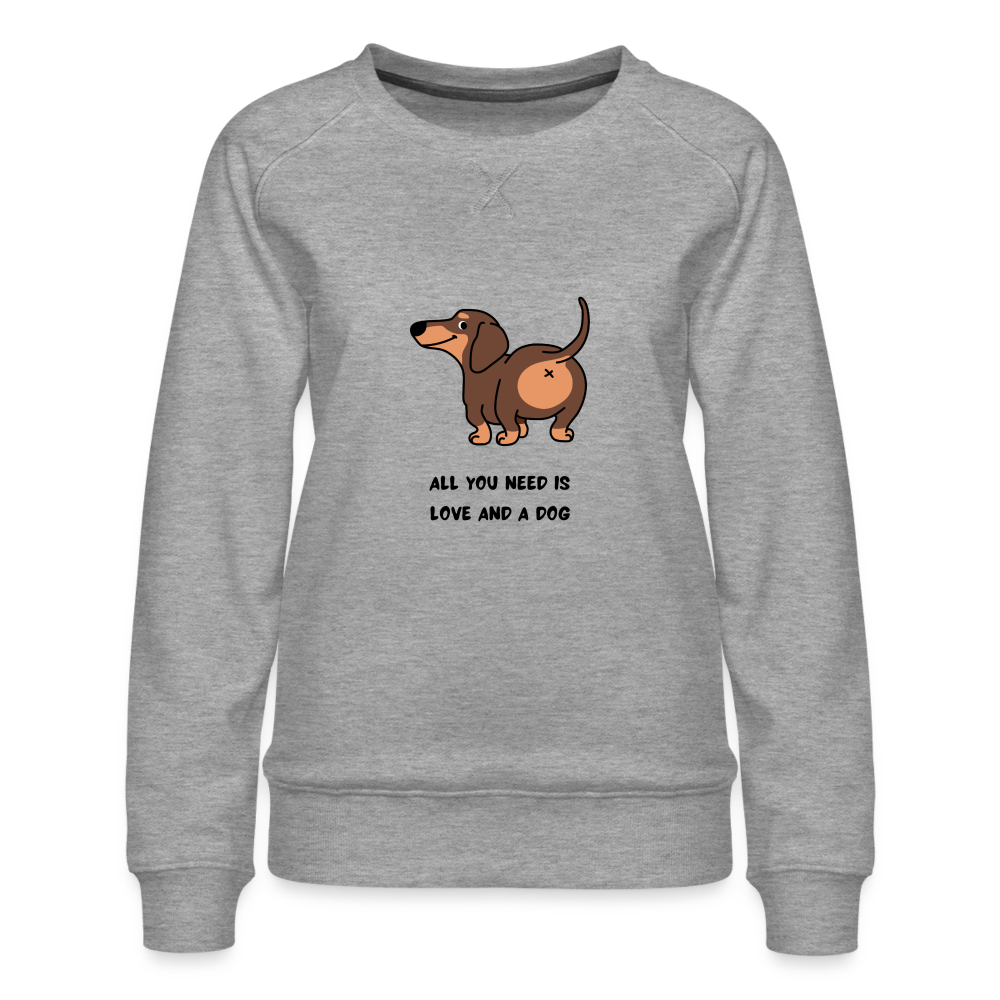 Women’s Premium Sweatshirt - love and a dog - heather grey